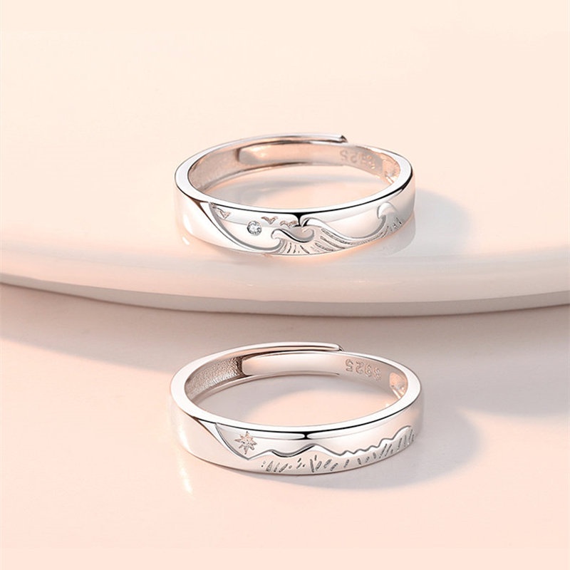 Nhẫn Mạ Bạc 925 Điều Chỉnh Được Sáng Tạo Thích Hợp Làm Quà Tặng Cho Cặp Đôi