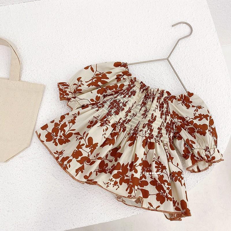 Bộ Áo Tay Ngắn + Quần Ống Loe Họa Tiết Hoa Thời Trang Mùa Hè Xinh Xắn Cho Bé Trai Và Gái