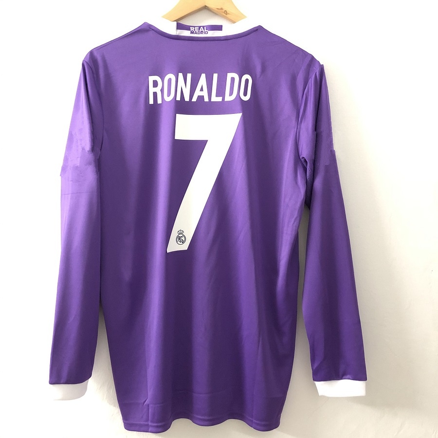Bộ Quần Áo Bóng Đá Tay Ngắn / Dài Real Madrid Mùa Tím 2016 2017
