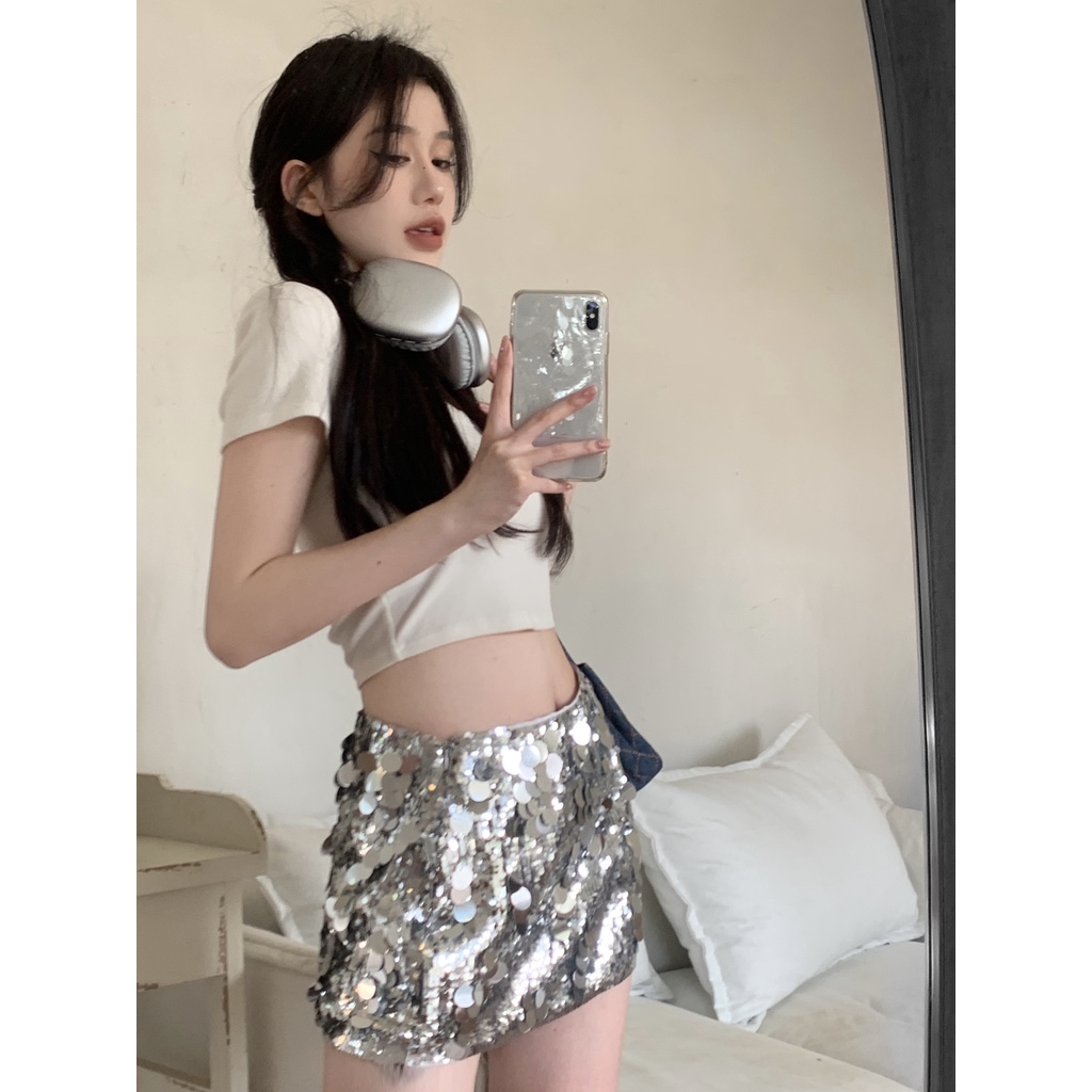 Đầm Thun Ngắn Tay Dáng Chữ A Lưng Thấp Màu Trơn Thời Trang Mùa Hè Quyến Rũ Cho Nữ