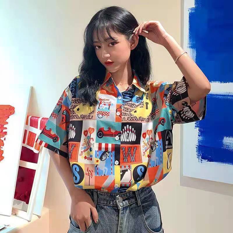 Áo Sơ Mi Chiffon Tay Lửng In Họa Tiết Cherry Thời Trang Hàn Quốc Dành Cho Nữ