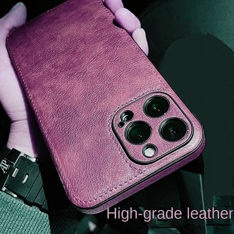 Sang Trọng Ốp Điện Thoại Da Bò Chống Sốc Bảo Vệ Ống Kính Máy Ảnh Cho iphone 13 pro max 14 pro 12 11 15plus