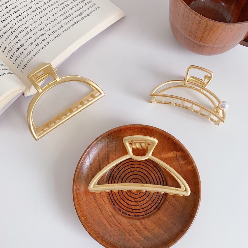 Kẹp Tóc Càng Cua Đính Đá / Ngọc Trai Bằng Hợp Kim Màu Vàng Sang Trọng