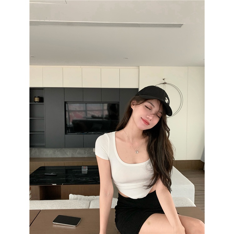 Áo Thun Lửng Dáng Ôm Phong Cách Hàn Quốc Thời Trang Mùa Hè Quyến Rũ Dành Cho Nữ