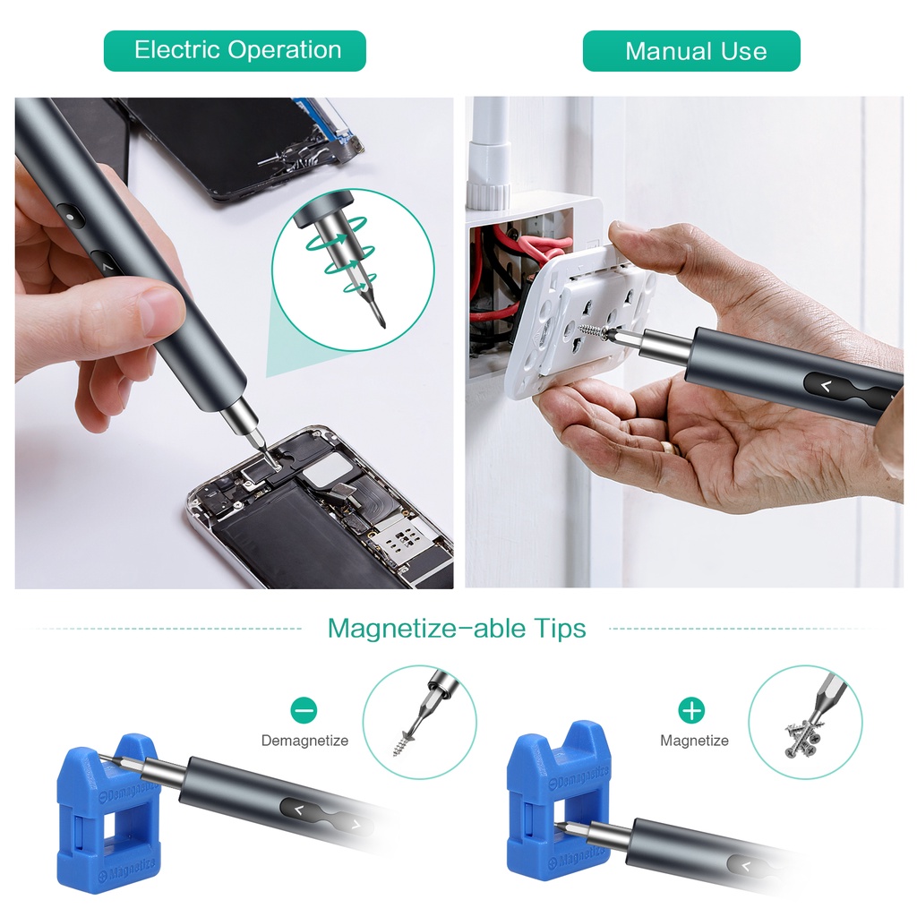 Bộ Tua Vít Sửa Chữa Điện Tử 28 Trong 1 Có Thể Sạc Lại Bằng Cổng USB