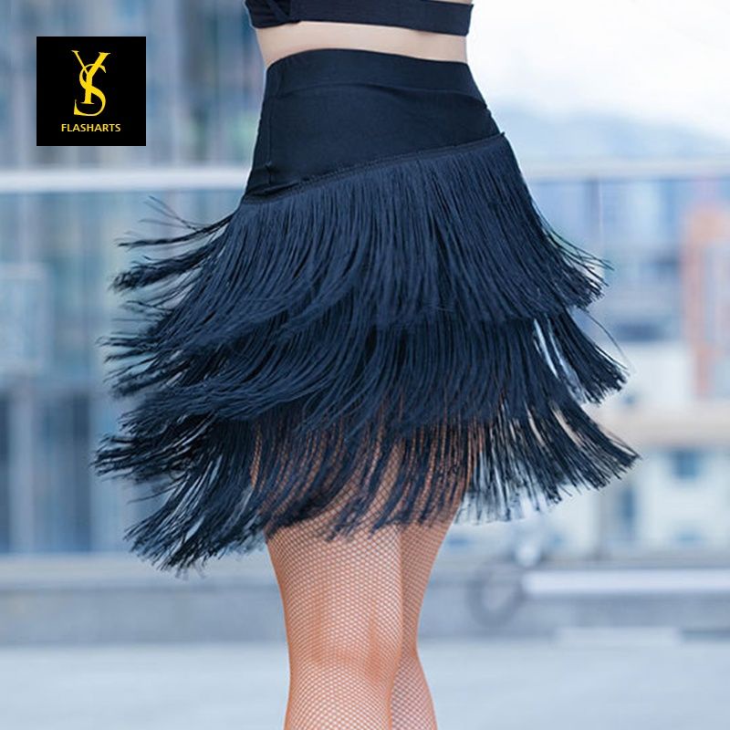 Chân Váy Ngắn Khiêu Vũ Latin Phối Tua Rua Thời Trang Cho Nữ 0315