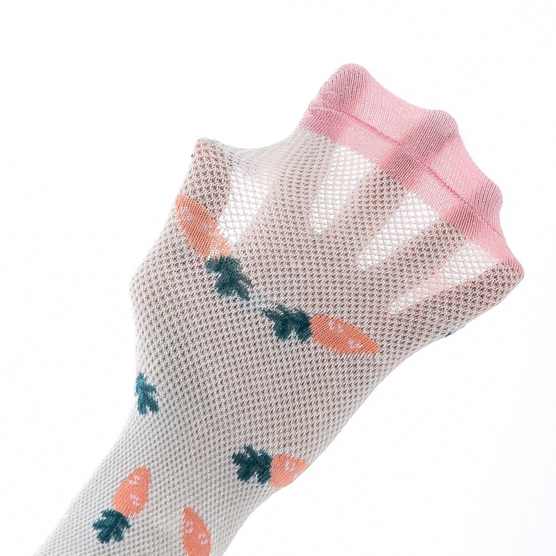 LJMOFA Set 5 Đôi Vớ Cotton Phối Lưới Thoáng Khí Thoải Mái Họa Tiết Hoạt Hình Dành Cho Bé Gái 1-13 Tuổi