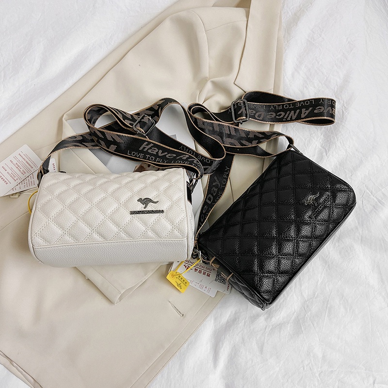 Túi Đeo Chéo Da PU 2 Màu Phong Cách Hàn Quốc Cổ Điển Thời Trang Cho Nữ