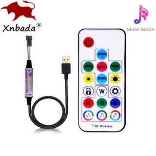 Bộ điều khiển đèn led dây mini ws2812b ws2811 5050 rgb 17keys rf 370 độ dc / usb dc5-24v