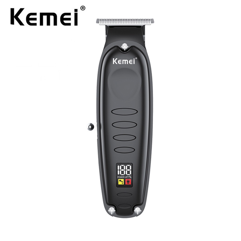 Tông đơ cắt tóc KEMEI chuyên nghiệp 0mm không dây có màn hình LCD cao cấp