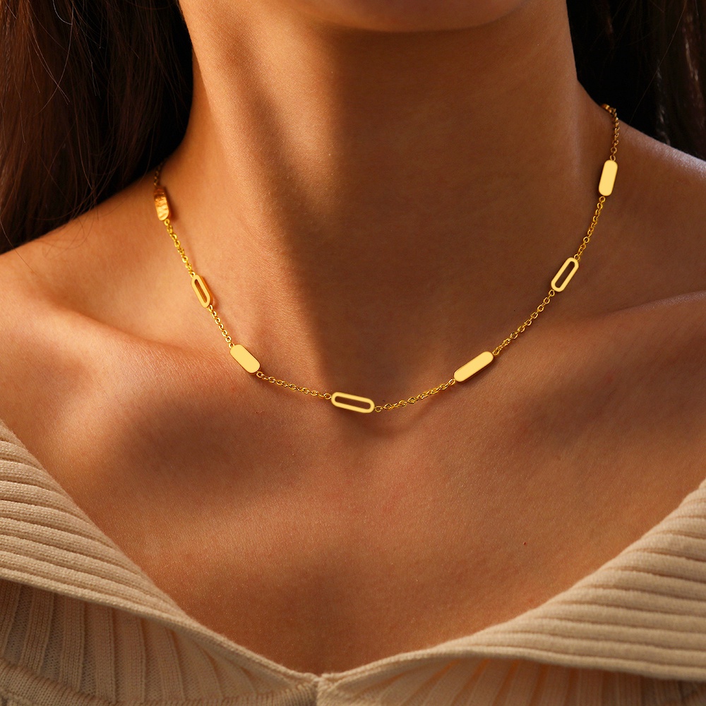 Vòng cổ Choker Bằng Thép Không Gỉ Mặt Hình Học Thời Trang Cho Nữ