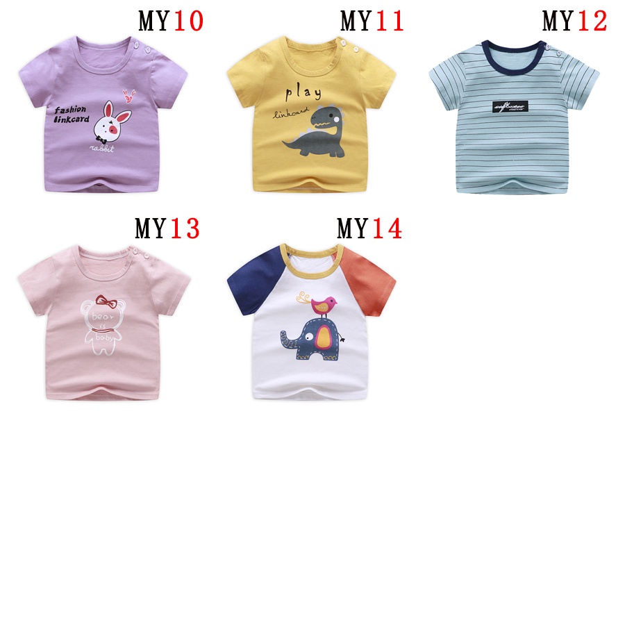 Áo Thun Tay Ngắn Bằng Cotton 14 Màu Kích Thước 90 Cho Bé 1-2 Tuổi 80cm - 90cm