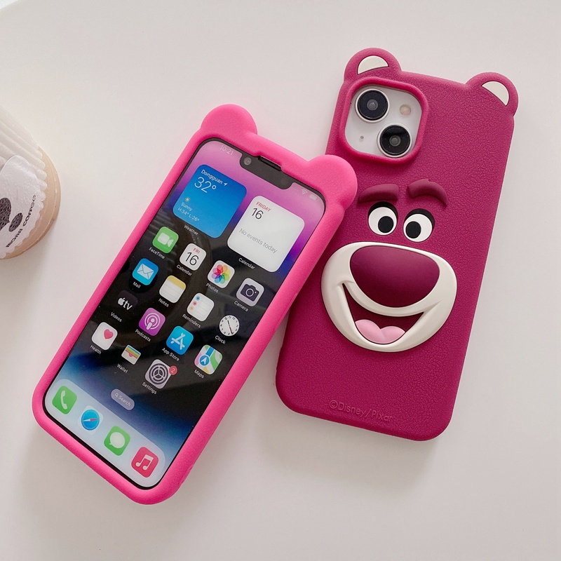 Vỏ điện thoại di động hình gấu dâu tây hoạt hình disney 12 12pro max 13 pro max 14 pro plus max vỏ mềm silicon