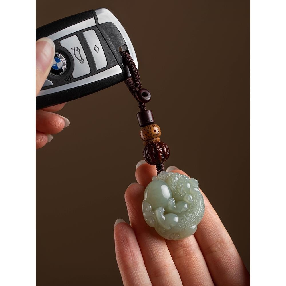 Móc Khóa Xe Hơi Đính Hạt Ngọc Bích Jinyi Pixiu Làm Quà Tặng Sáng Tạo Cho Nam Và Nữ