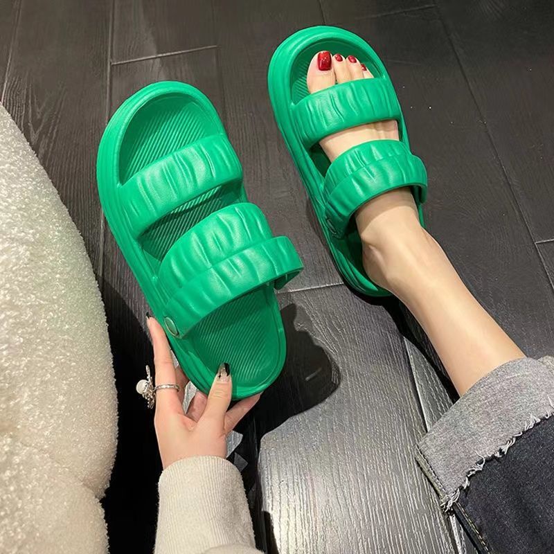 Giày Sandal Đế Phẳng Gót Thấp Hai Cách Mang Thời Trang Đi Biển Cho Nữ
