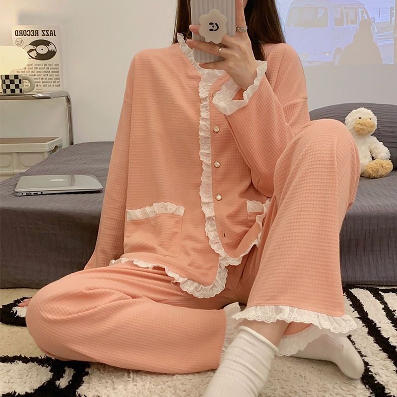 Bộ Đồ Ngủ Tay Dài Đơn Giản Phong Cách Hàn Quốc Dành Cho Nữ