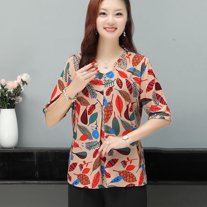 Áo Thun Tay Ngắn Dáng Rộng Thời Trang Mùa Hè Cho Nữ Trung Niên