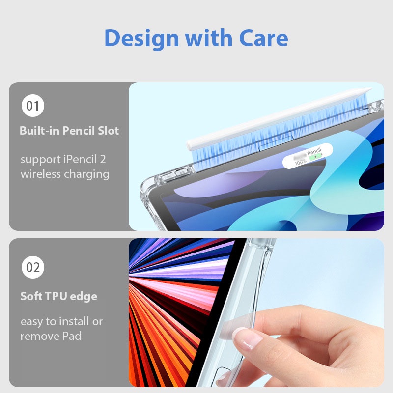 Bao Da Máy Tính Bảng Cứng Màu Pha Lê Cho iPad 10.2 10.9 inch iPad Pro 11 Pro 12.9 Air 5 Air4 Mini 6