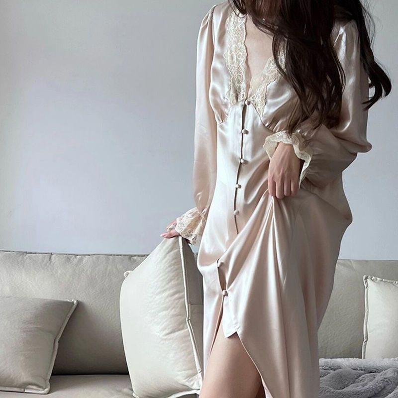 Đầm Ngủ Lụa Lạnh Nhẹ Nhàng D4 Phong Cách Pháp Thời Trang Mùa Hè Sang Trọng Cho Nữ | BigBuy360 - bigbuy360.vn