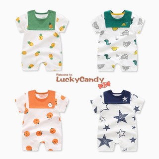 Bộ Áo Liền Quần Bằng Cotton Tay Ngắn Dành Cho Trẻ Sơ Sinh 0-18 Tháng