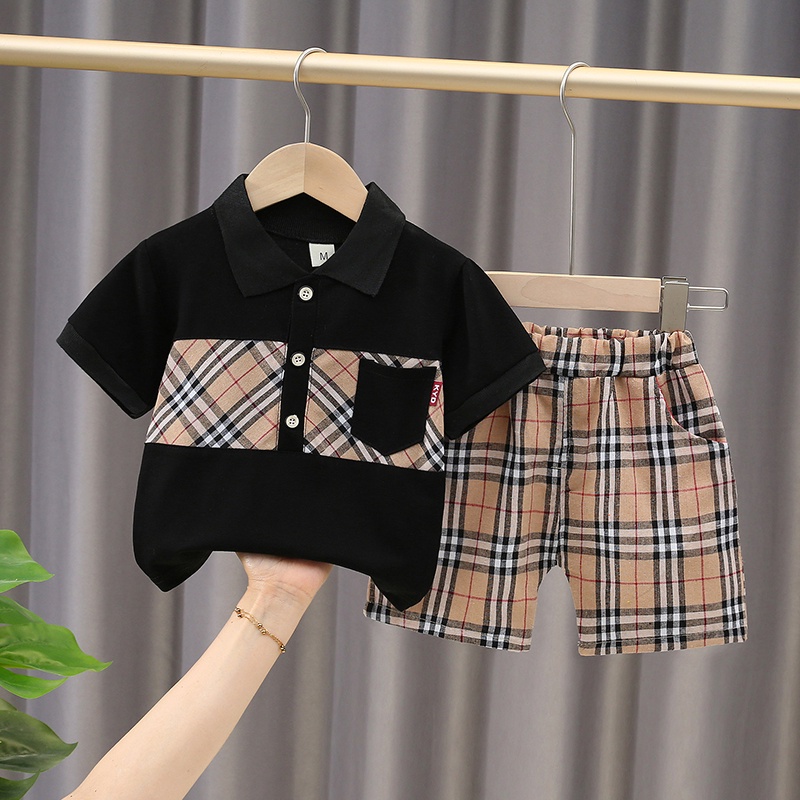 Set Đồ Mùa Hè 2 Món Gồm Áo Thun Polo Cotton Thời Trang Cho Bé Trai 0-5 Tuổi
