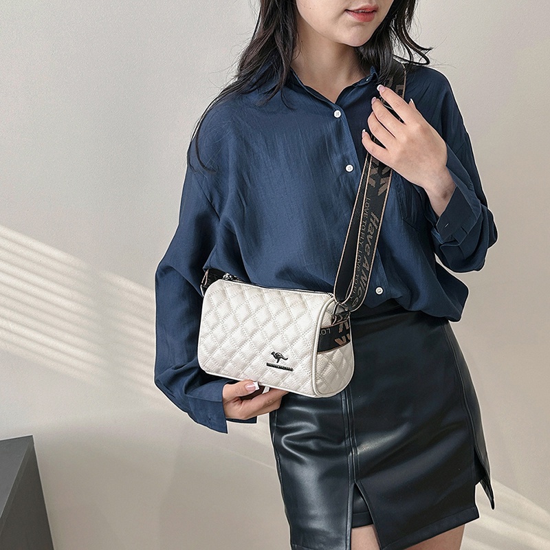 Túi Đeo Chéo Da PU 2 Màu Phong Cách Hàn Quốc Cổ Điển Thời Trang Cho Nữ