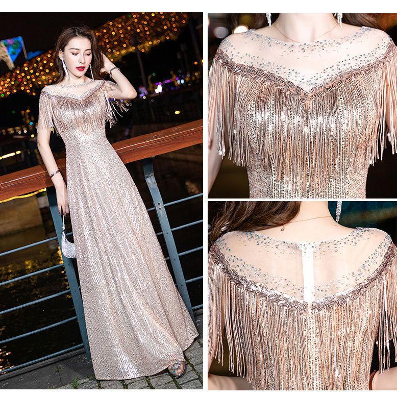 Đầm Dạ Hội Dáng Dài Đính Kim Sa Lấp Lánh Phong Cách Mới 2023