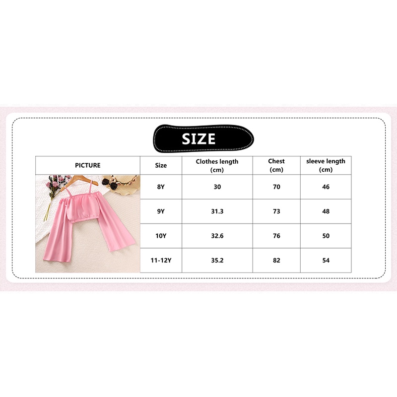 Áo Croptop Trễ Vai Tay Chuông Màu Sắc Hồng Thời Trang Dành Cho Bé Gái 8-12 Tuổi
