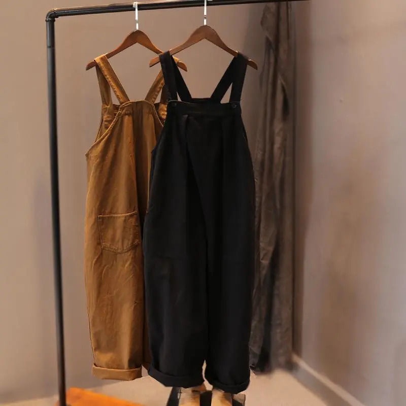 Bộ Áo Liền Quần Dáng Rộng Lưng Cao Thời Trang Xuân Thu Phong Cách Hàn Quốc Cho Nữ