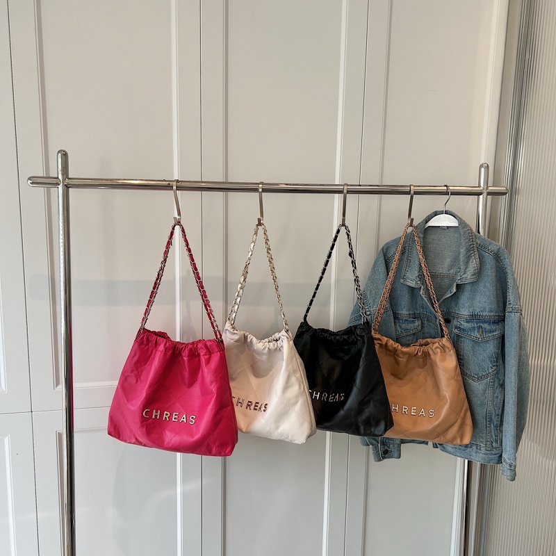 Chreas Túi Xách Da Cỡ Lớn Phối Dây Xích Thiết Kế Trẻ Trung Hợp Thời Trang