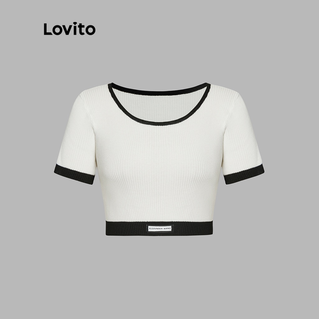 Áo Dệt Kim Cổ Thuyền Họa Tiết Kẻ Sọc Màu Trắng / Đen Đơn Giản L41AD010