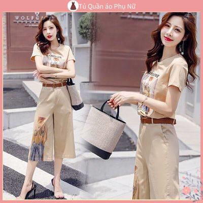 O Kho c Bộ Áo Thun Cardigan + Quần Ống Rộng Thời Trang Mùa Hè Hàn Quốc Giản Dị Cỡ Lớn Phù Hợp Với Mẹ Trung Niên