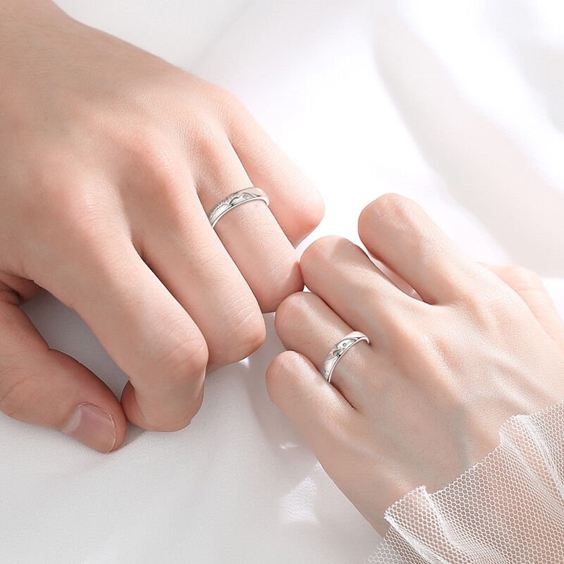 Nhẫn Mạ Bạc 925 Điều Chỉnh Được Sáng Tạo Thích Hợp Làm Quà Tặng Cho Cặp Đôi