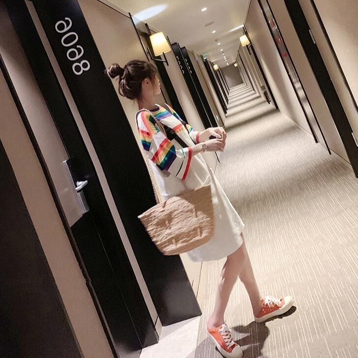 Bộ Áo Thun + Đầm Yếm Dáng Rộng Phong Cách Hàn Quốc Thời Trang Mùa Hè Xinh Xắn Cho Mẹ Bầu