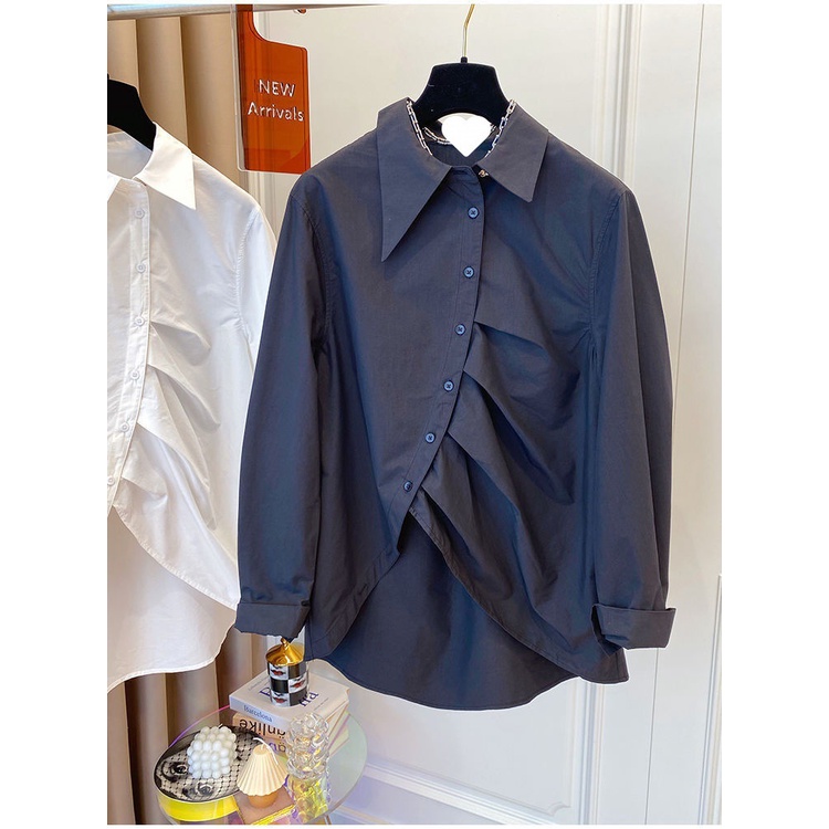 Áo Sơ Mi Dài Tay Xếp Ly Dáng Rộng Phong Cách Hàn Quốc Cho Nữ Baju Baju Wanita Lengan Panjang Hàng Mới Có Sẵn