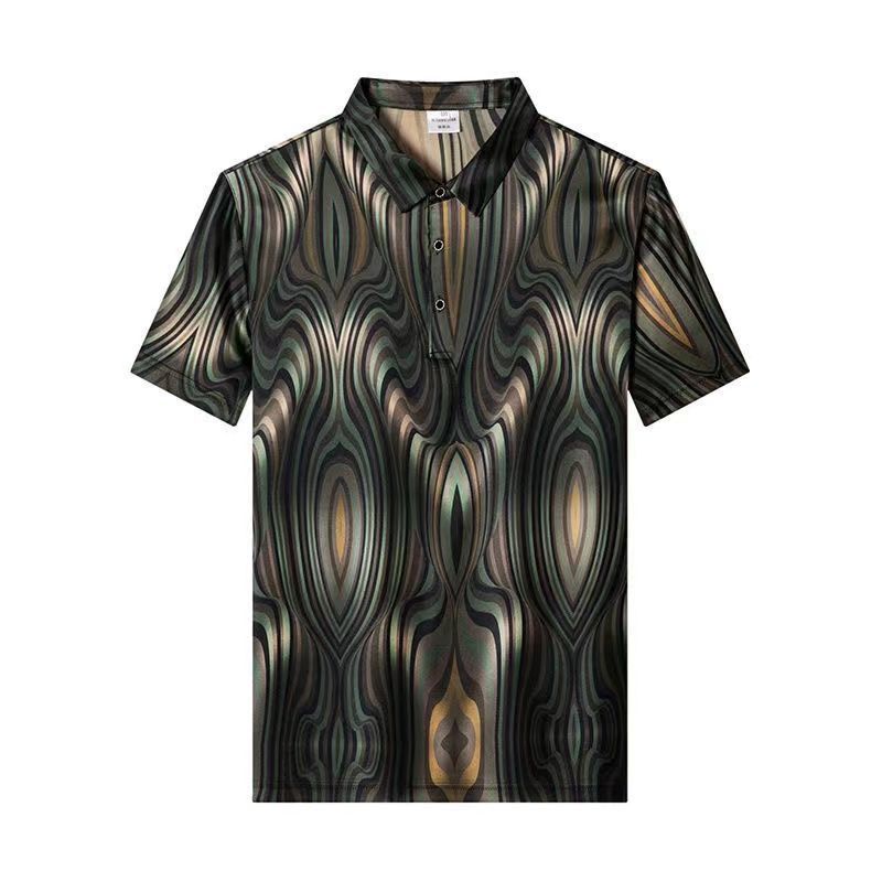 Áo Thun Polo Dáng Ôm Vải Lụa Lạnh Họa Tiết Kẻ Sọc Màu Tương Phản Kiểu Hàn Quốc Thời Trang Cho Nam