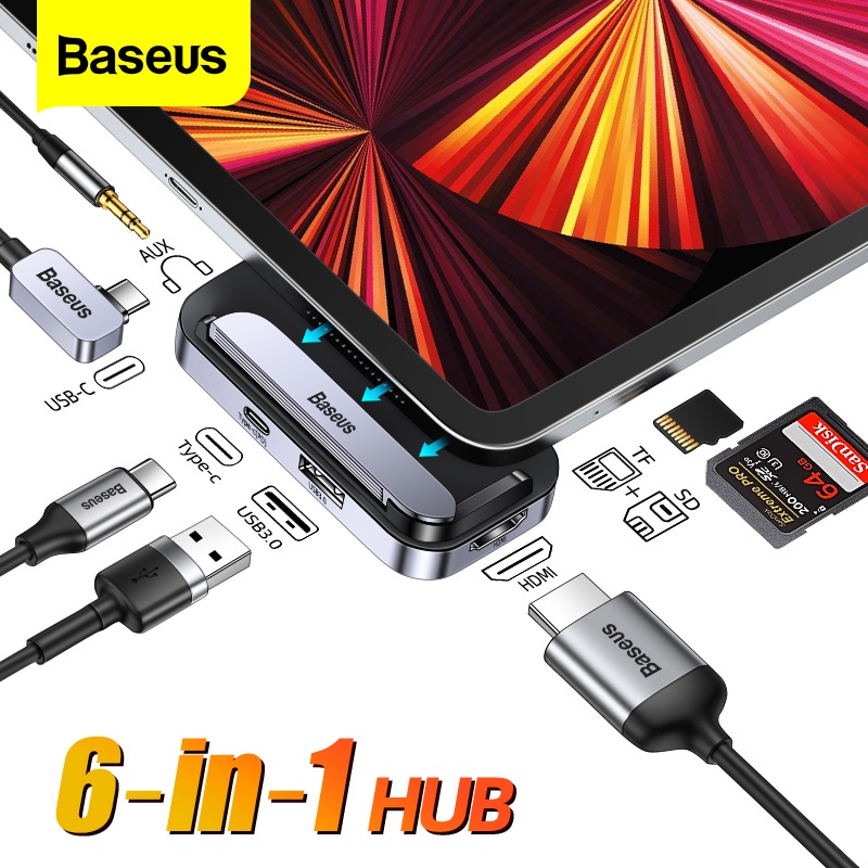 Hub chuyển đổi USB 3.0 BASEUS loại C sang HDMI 4K thích hợp cho iPad Pro 2021 MacBook Pro Air