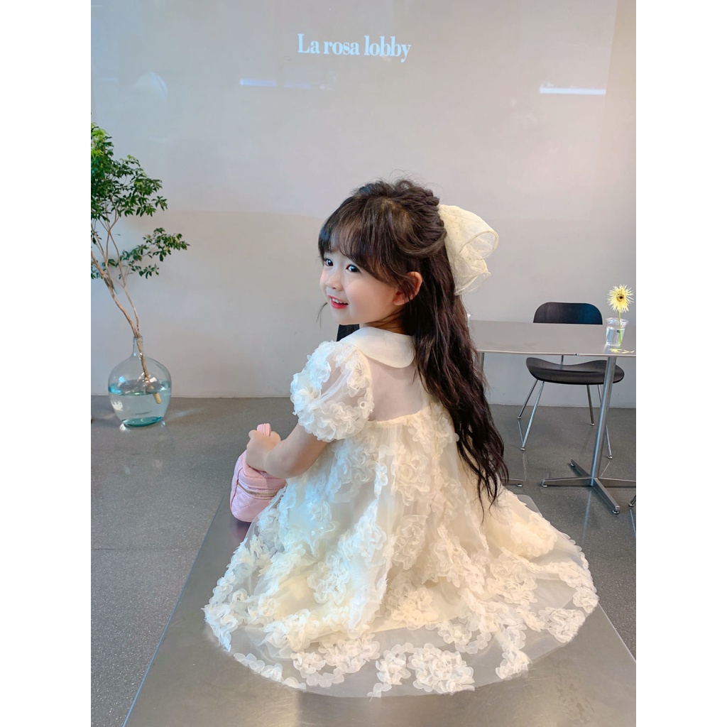 Đầm Công Chúa Tay Phồng Ngắn Thời Trang Mùa Hè Xinh Xắn Cho Bé Gái