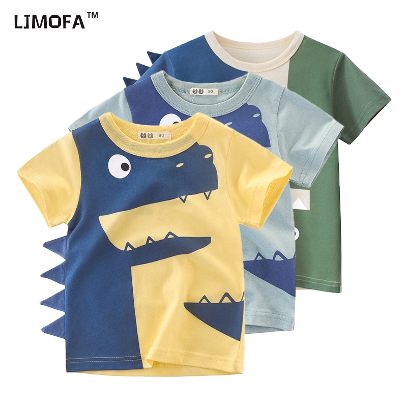 LJMOFA 1-10 tuổi chàng trai áo len vải khủng long ngắn tay áo