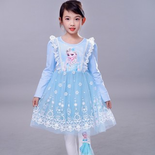 Đầm Hóa Trang Công Chúa Anna Elsa Tay Dài Thời Trang Mùa Hè Xinh Xắn Cho Bé Gái Dịp Năm Mới