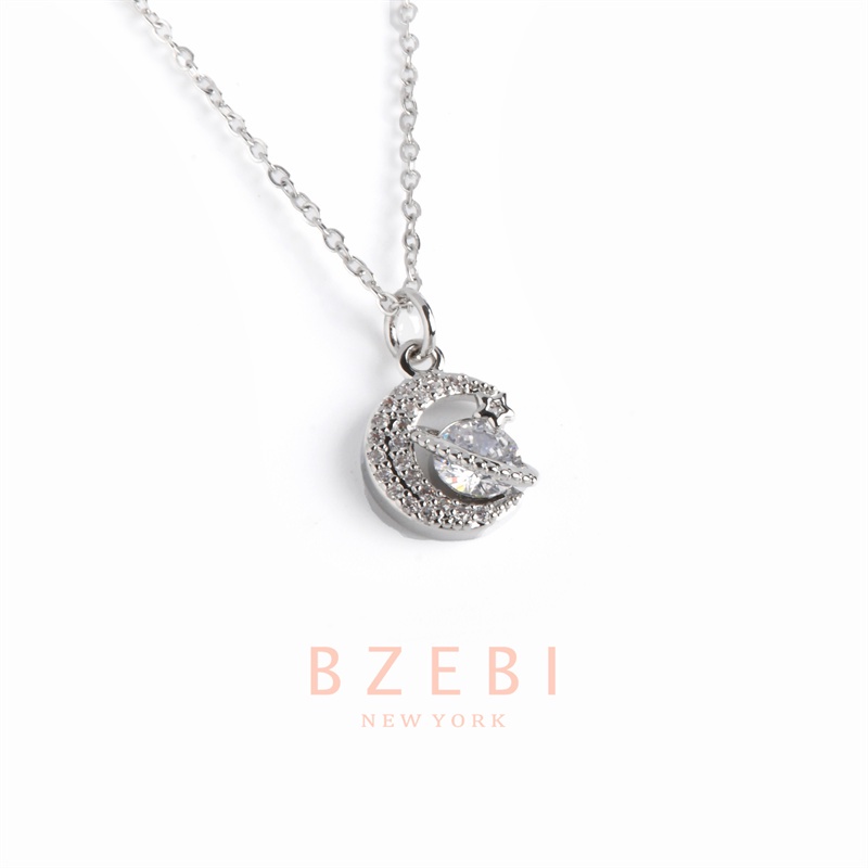 Vòng cổ BZEBI Platinum Mặt Hình Ngôi Sao Mặt Trăng Không Gây Dị Ứng 1099n