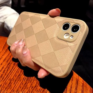 Ốp Điện Thoại Da Silicon Mềm Nhám Họa Tiết Kẻ Ô Vintage Sang Trọng Cho iPhone 14 13 12 11 Pro Max 14Plus XS XR X