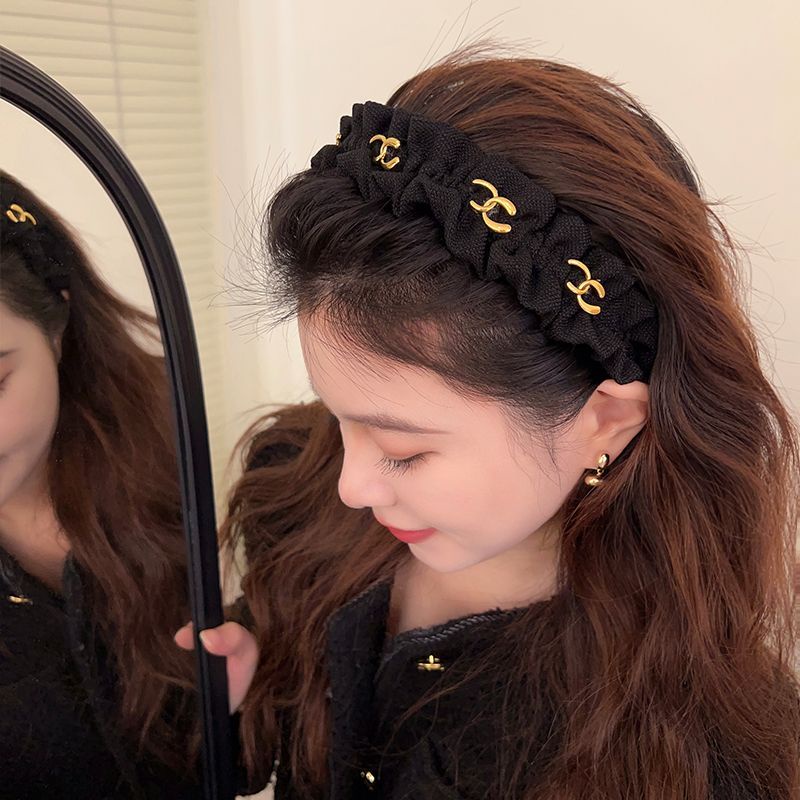Băng Đô Cài Tóc Màu Đen In Chữ Phong Cách Hàn Quốc Đơn Giản Thời Trang