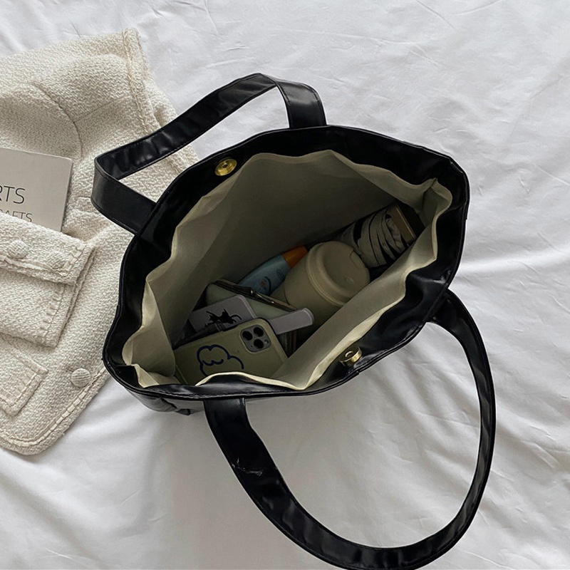 Túi Xách Da Màu Đen / Trắng Cỡ Lớn 30 * 35cm