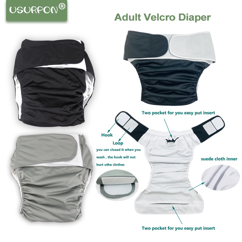 1 Chiếc Quần Tã Vải In Họa Tiết Có Khóa Dán Có Thể Điều Chỉnh Kích Thước abdl Dành Cho Người Lớn Tuổi