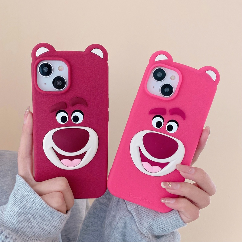 Vỏ điện thoại di động hình gấu dâu tây hoạt hình disney 12 12pro max 13 pro max 14 pro plus max vỏ mềm silicon
