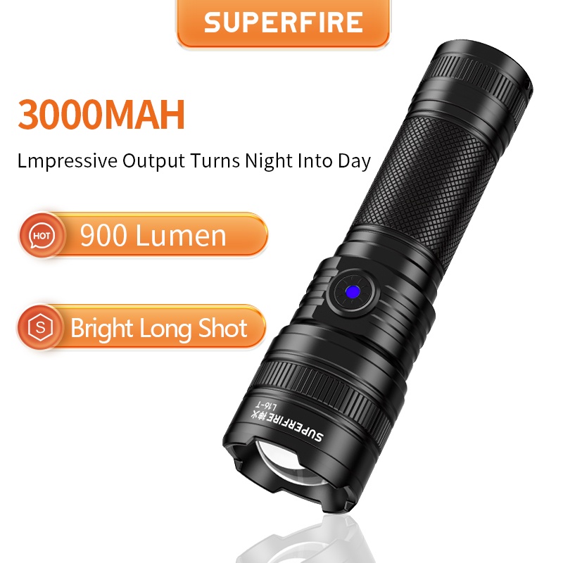 SUPERFIRE L16-T Đèn Pin Led Siêu Sáng 5 Chế Độ Có Thể Sạc Lại Tiện Dụng Cho Hoạt Động Ngoài Trời