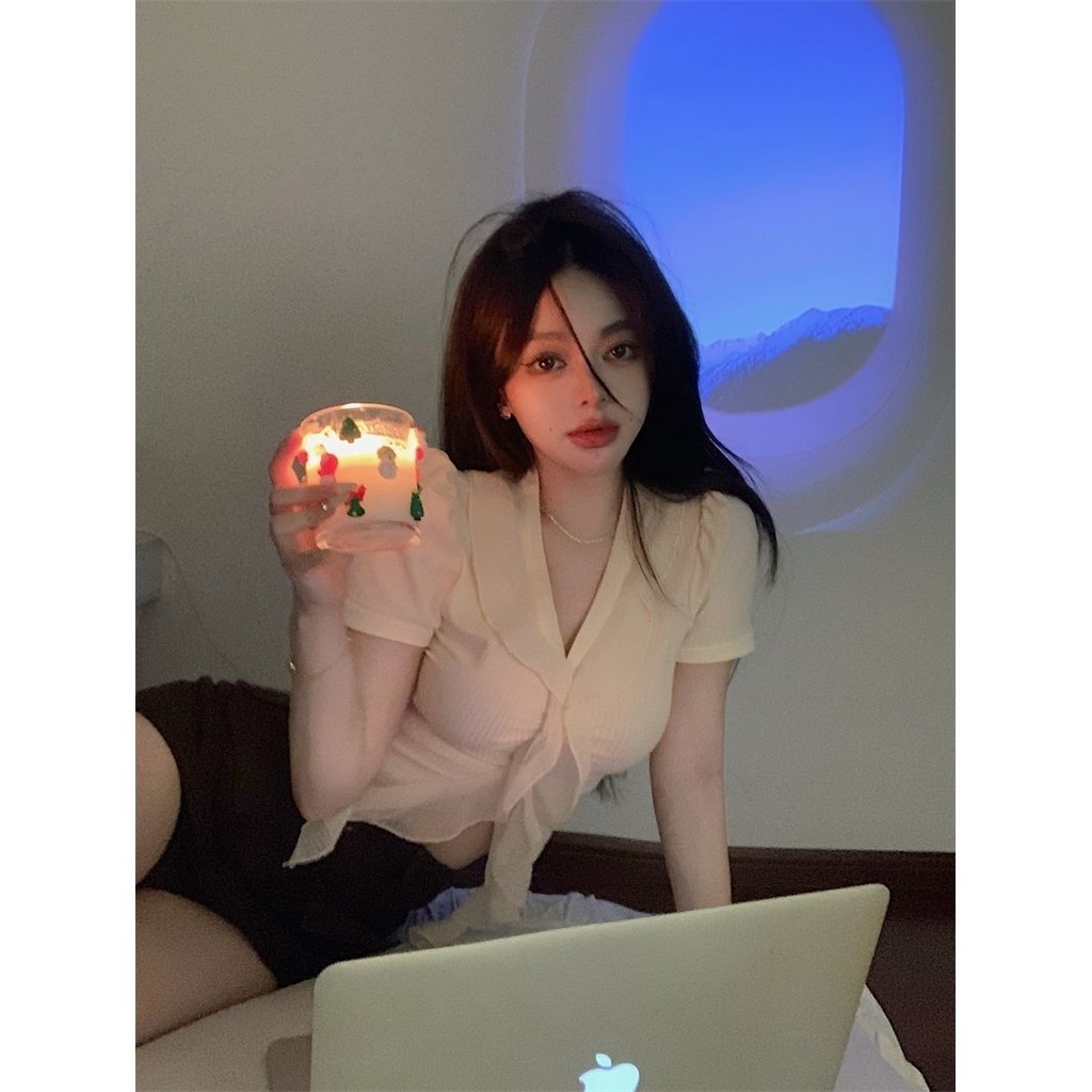 COZOK Áo Thun Tay Ngắn Cổ Chữ V Hợp Thời Trang