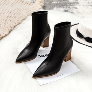 Giày boot nữ giày nữ boot cao cổ giày bốt cao gót mũi nhọn dễ phối đồ thời trang cho nữ