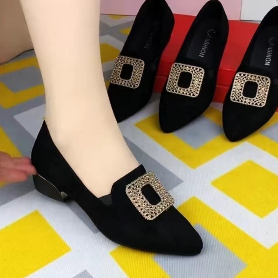 Giày Cao Gót Mũi Nhọn Bằng Da Thật Đế Mềm Dày Dặn Thoải Mái Thời Trang Mùa Xuân Cho Nữ